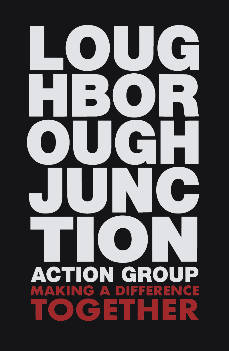 The original LJAG wordmark: stacked bold uppercase letterforms in black on white